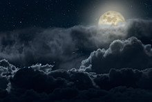 Cloudy Full Moon Night