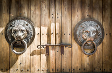 Antique Door Knocker Shaped Lion's Head.