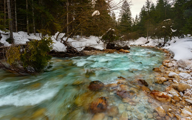 Sticker - Mountain river in winter time