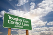 Tougher Gun Control Laws Green Road Sign Over Clouds