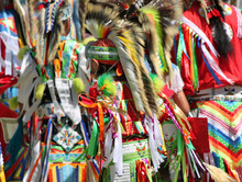 Colorful Native American Regalia At A Summer Powwow