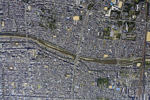 京都鴨川上空 俯瞰空撮 Stock Photo Adobe Stock