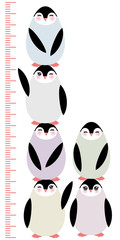 penguins on white background Children height meter wall sticker