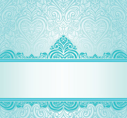 Wall Mural - Wedding vintage Turquoise invitation design with blue-green ornaments