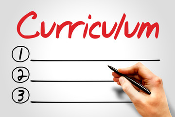 CURRICULUM blank list, education concept