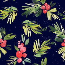 Watercolor Christmas Seamless Pattern