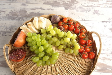 red and green juicy fruits and vegetables 