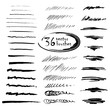 36 vector art brushes. Hand drawn ink brushes with rough edges.