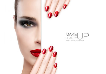 Wall Mural - beauty makeup and nail art concept