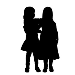 Canvas Print - Vector siblings silhouette.