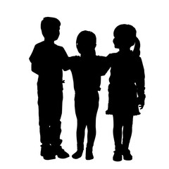 Canvas Print - Vector siblings silhouette.