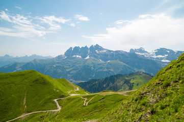 Poster -  Scenic view in the Swiss Alps .Region touristic Portes du Soleil , Switzerland 