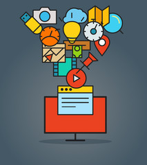 Poster - Modern web communication scheme. Flat design concept
