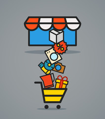 Poster - Modern web commerce scheme. Flat design shopping concept