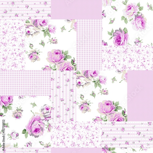 Nowoczesny obraz na płótnie Floral Patchwork Seamless Pattern