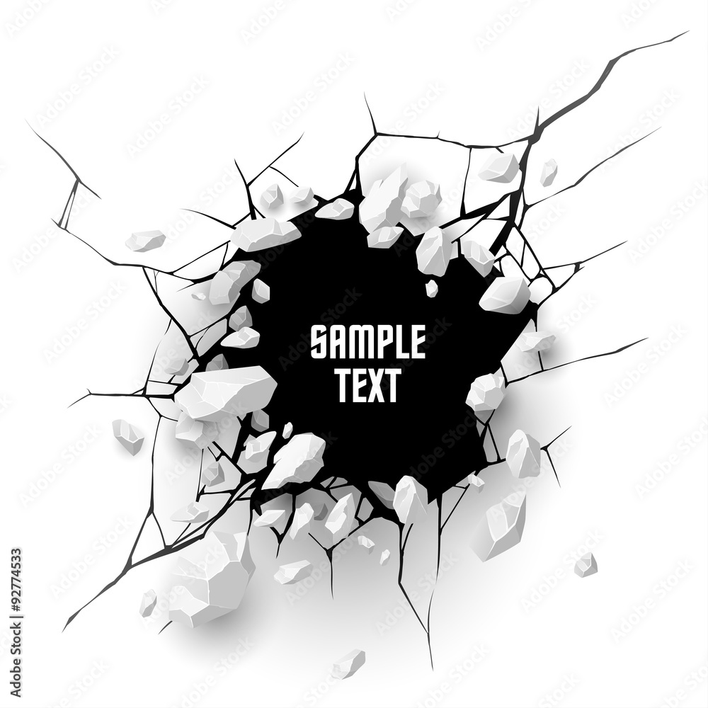 Cracked hole with space for text - obrazy, fototapety, plakaty 