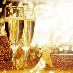 Wall Mural - Champagne and gift