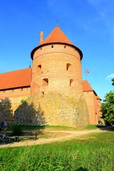 Wall Mural - Galves lake,Trakai old red bricks castle view