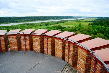 Wall Mural - View to the Nemunas river from Raudone old red bricks castle tower