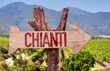 Chianti wooden sign with winery background
