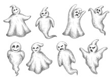 Halloween Flying Monsters And Ghosts