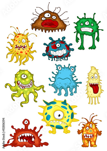 Fototapeta na wymiar Colorful cartoon cute and eerie monsters