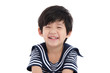 © lalalululala - Happy asian boy sitting on white background
