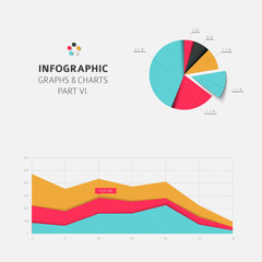Poster - Set of vector flat design infographic charts and graphs 6