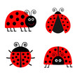 Ladybug Ladybird icon set. Baby background. Funny insect. Flat design Isolated
