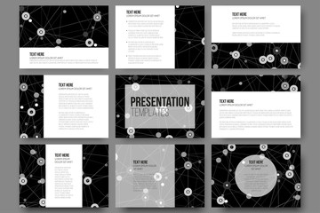 Poster - Set of 9 templates for presentation slides. Molecule structure