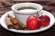 Cup of tea with apples and cinnamon