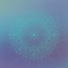 Poster - Geometric abstract form with connected lines and dots. Vector