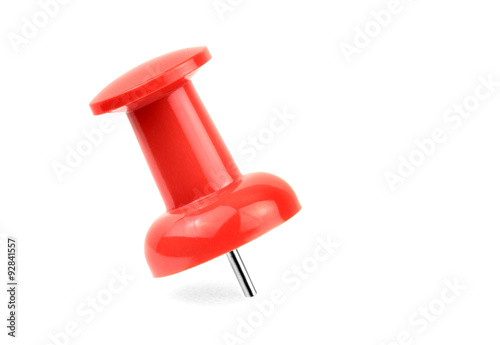 Fotografia, Obraz Red pushpin isolated on white background