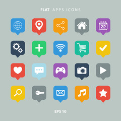 Poster - Set of color flat apps icons.