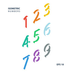 Poster - Collection of the isometric numbers. Vector illustration.