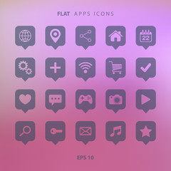 Poster - Set of apps icons on blurred background. Vector illustration.
