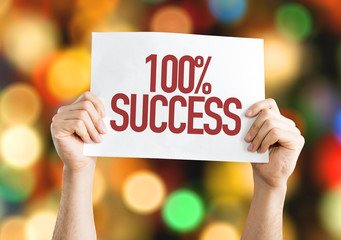 Wall Mural - 100% success placard with bokeh background
