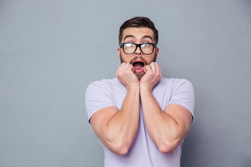 Sticker - Portrait of a scared man looking at camera