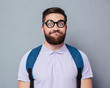 Portrait of a male nerd with funny face