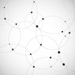 Aufkleber - Network. Abstract background with dots and circles. Connection Concept. Digital data visualization. Social network graphic concept. Geometric technology vector background.