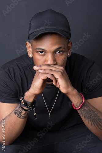 Fotografie, Obraz Portrait of hip hop African American dancer isolated background