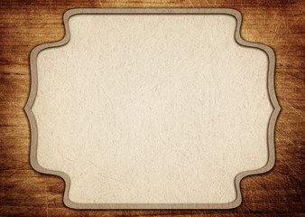 Wall Mural - brown ornate paper frame on old scratched cutting board