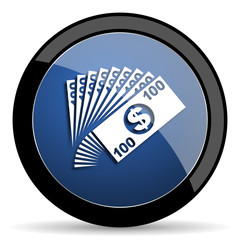 Poster - money blue circle glossy web icon on white background, round button for internet and mobile app