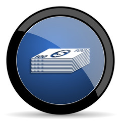 Poster - money blue circle glossy web icon on white background, round button for internet and mobile app
