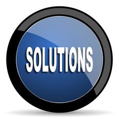 Aufkleber - solutions blue circle glossy web icon on white background, round button for internet and mobile app