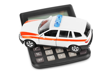 Sticker - Calculator and toy police car