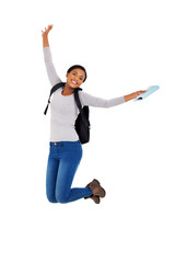 Wall Mural - african american college student jumping
