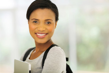 Wall Mural - young african american college student holding laptop