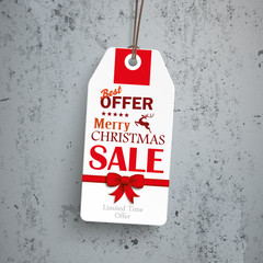 Wall Mural - Price Sticker Christmas Red Ribbon Concrete