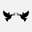 Peace Doves with Olive branch. Vector Illustration